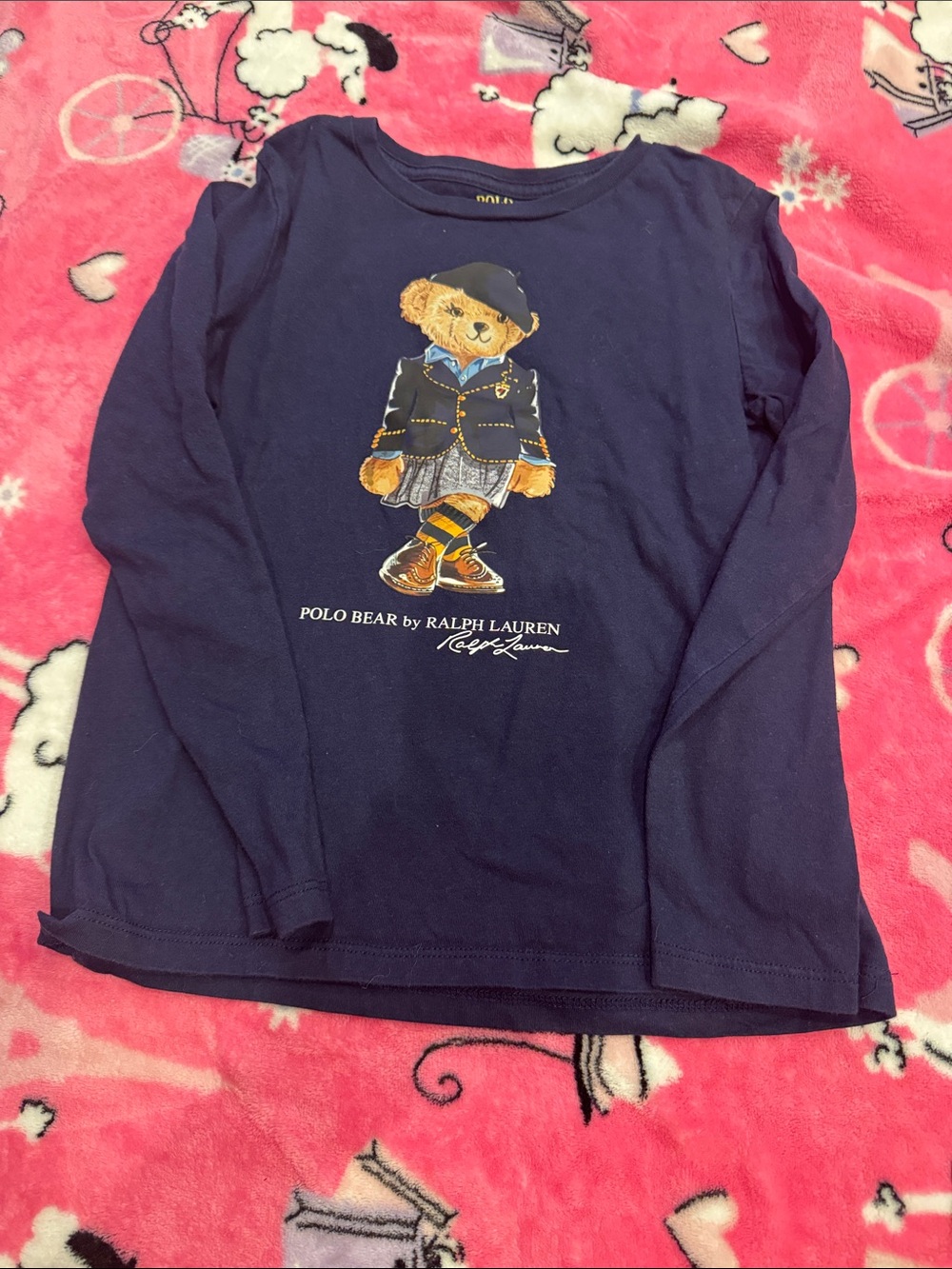 Polo by Ralph Lauren Navy Bear Graphic Long-Sleeve Tee